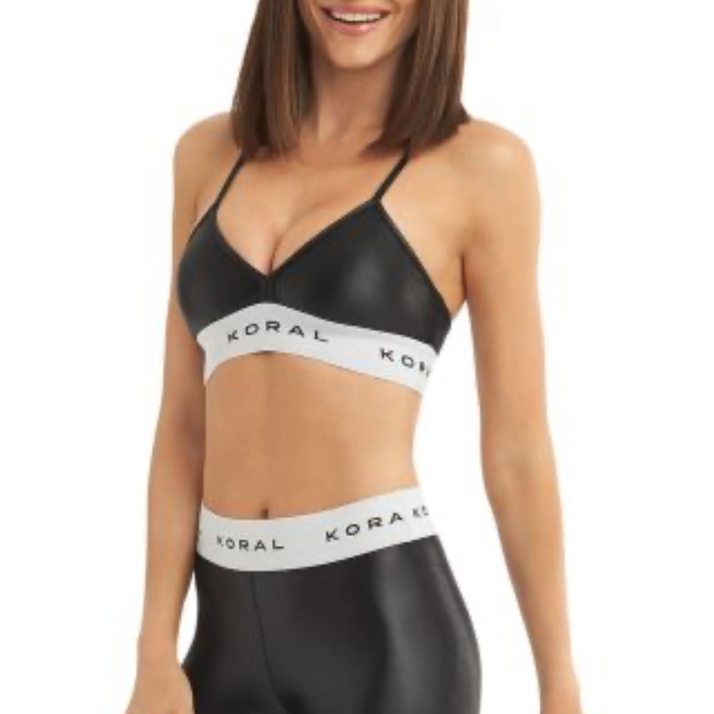 Koral Black Sports Bra with White Band